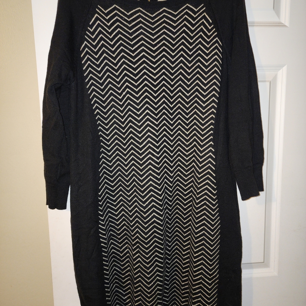 Apt. 9 Black and Gold Chevron Sweater Dress